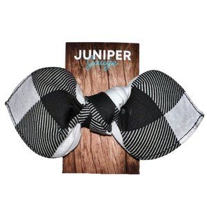Black and White Plaid Pinup Bandana Knotted Hair Bow
